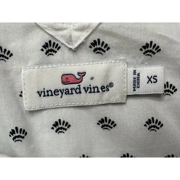 VINEYARD VINES White Black Fan Border Print Beach Maxi Dress Women Size XS - Picture 12 of 15